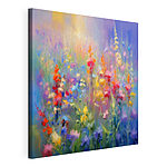 Canvas Schilderijen Schilderij van bloemen in een veld