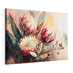 Canvas Schilderijen Levendige bloesems in aquarel harmonie