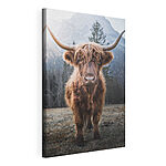 Canvas Schilderijen Hoogland koe in schilderachtig berglandschap