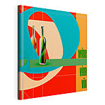 Canvas Schilderijen Kleurrijke wijnflessen met reflectie