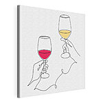 Canvas Schilderijen Tekening van een glas wijn