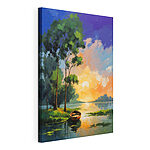 Canvas Schilderijen Schilderij van een boot op het water