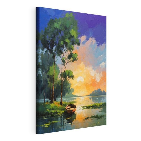 Schilderij van een boot op het water Canvas Schilderijen Schilderij van een boot op het water