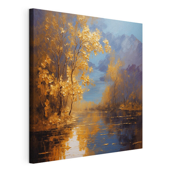 Schilderij van een boom met oranje bladeren Canvas Schilderijen Schilderij van een boom met oranje bladeren