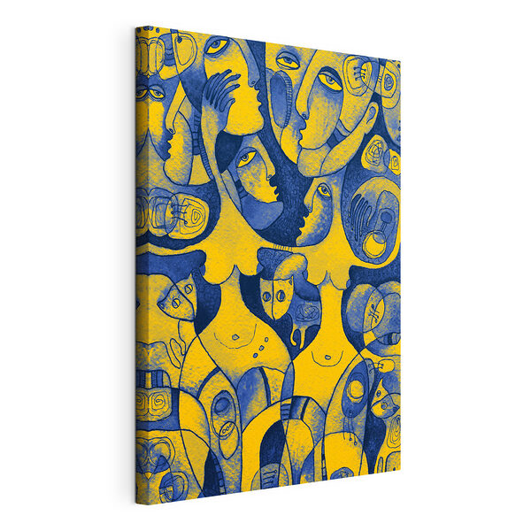 Gele en blauwe spiraal Canvas Schilderijen Gele en blauwe spiraal