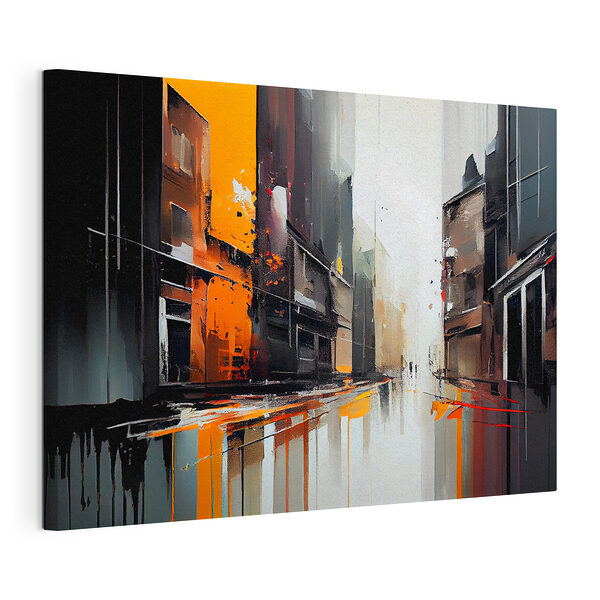 Canvas Schilderijen Schilderij van een straat met gebouwen