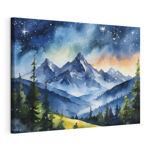 Witte spetters op een blauwe achtergrond Canvas Schilderijen Witte spetters op een blauwe achtergrond