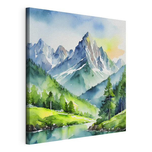 Canvas Schilderijen Schilderij van een berg