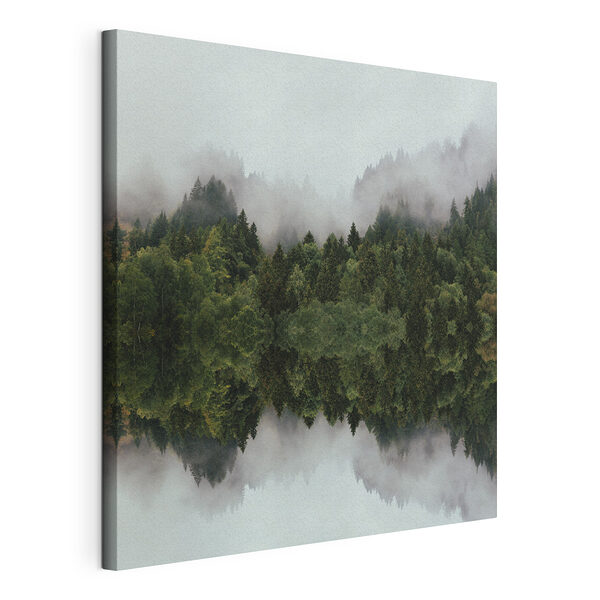 Spiegeling van bomen in het water Canvas Schilderijen Spiegeling van bomen in het water