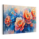 Canvas Schilderijen Levendige bloesems in aquareltinten