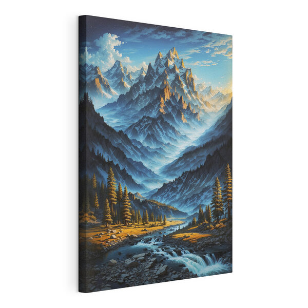 Canvas Schilderijen Zonsopgang boven majestueus berglandschap