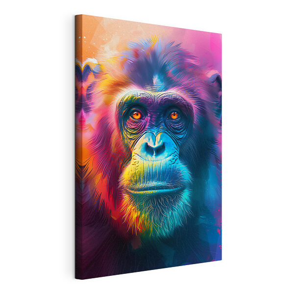 Canvas Schilderijen Kleurrijk gorillaportret met intensiteit