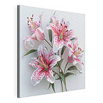 Canvas Schilderijen Groep roze en witte bloemen