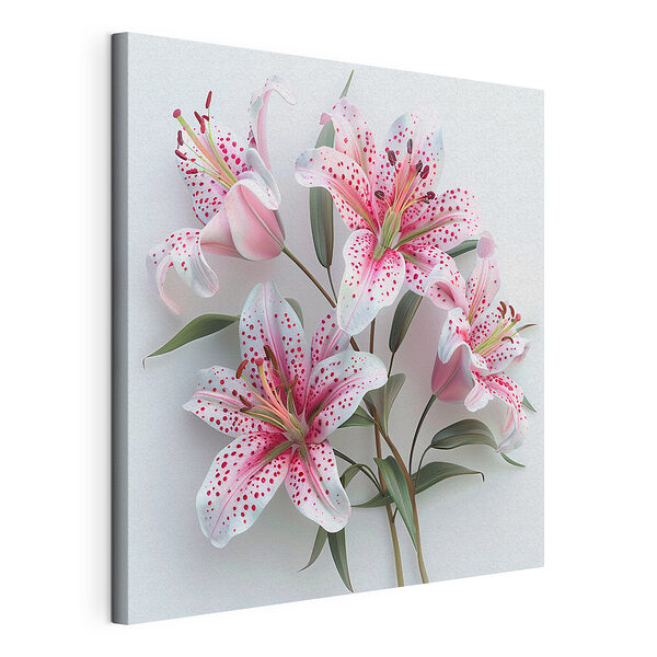 Canvas Schilderijen Groep roze en witte bloemen