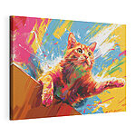 Canvas Schilderijen Kleurrijke kat springt door spetters
