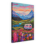 Canvas Schilderijen Van in levendig berglandschap reis