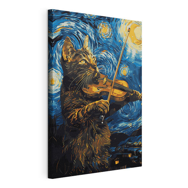Canvas Schilderijen Kat speelt viool