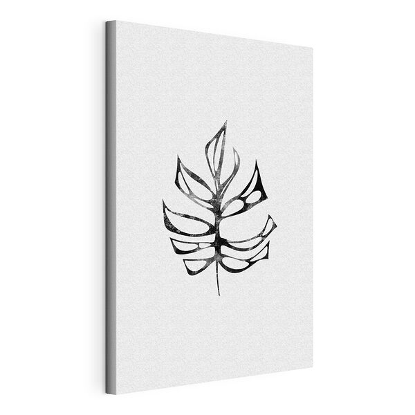 Canvas Schilderijen Zwart-wit afbeelding van een blad