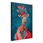 Canvas Schilderijen Giraffe met hoed