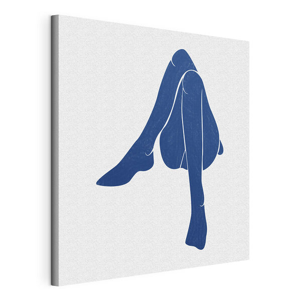 Canvas Schilderijen Blauwe tekening van de benen van een vrouw
