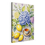 Canvas Schilderijen Thee met citroenen en bloemen