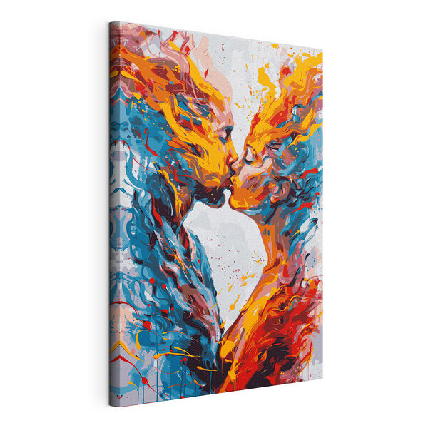 Man en vrouw zoenen Canvas Schilderijen Man en vrouw zoenen