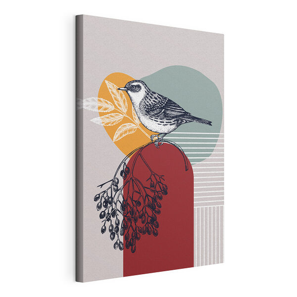 Canvas Schilderijen Vogel op een tak