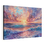 Canvas Schilderijen Schilderij van een strand met golven