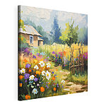 Canvas Schilderijen Tuinbloemen in levendige tinten
