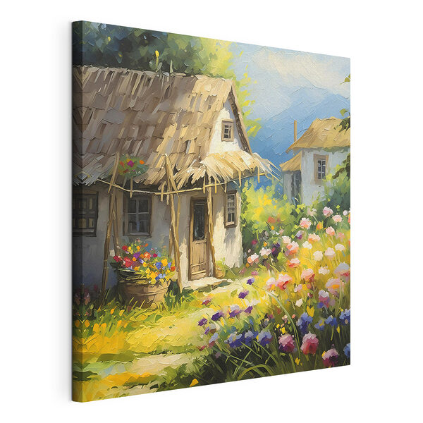 Cottage tuin badend in het zonlicht Canvas Schilderijen Cottage tuin badend in het zonlicht