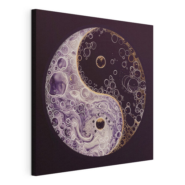 Canvas Schilderijen Yin yang symbool met bellen