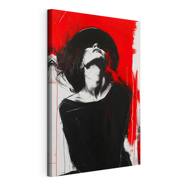 Gedurfde elegantie in rood en zwart Canvas Schilderijen Gedurfde elegantie in rood en zwart