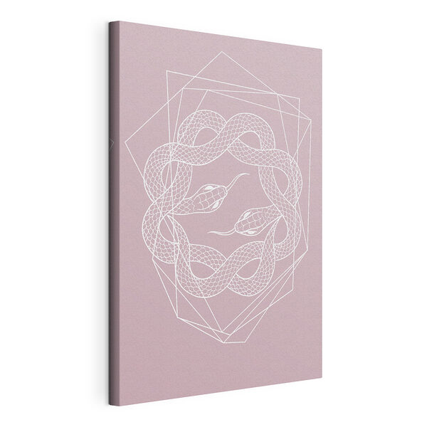 Slangenpatroon op roze achtergrond Canvas Schilderijen Slangenpatroon op roze achtergrond