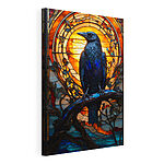 Canvas Schilderijen Glas-in-loodraam met een vogel op een tak