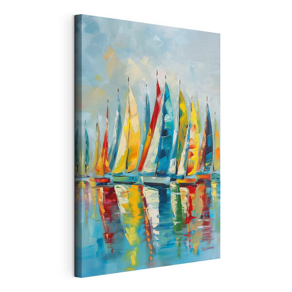Kleurrijke zeilen op een kalme zee Canvas Schilderijen Kleurrijke zeilen op een kalme zee