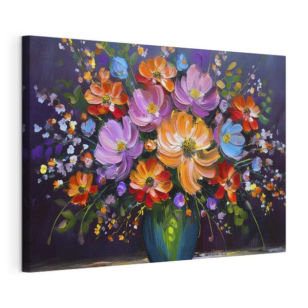 Canvas Schilderijen Schilderij van bloemen in een vaas