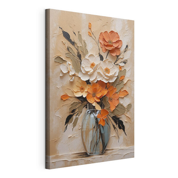 Schilderij van bloemen in een vaas Canvas Schilderijen Schilderij van bloemen in een vaas