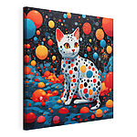 Canvas Schilderijen Kat met stippen