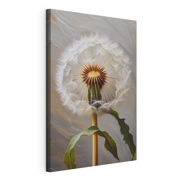 Paardenbloem met in de lucht vliegende zaadjes Canvas Schilderijen Paardenbloem met in de lucht vliegende zaadjes