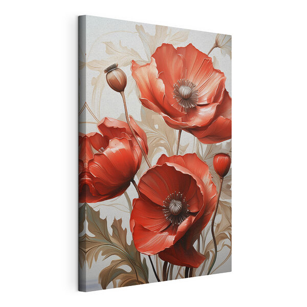 Canvas Schilderijen Levendige rode bloemen in bloei