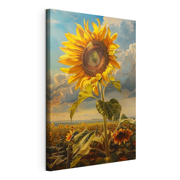 Canvas Schilderijen Zonnebloem die naar de hemel reikt