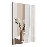 Canvas Schilderijen Witte bloemen in een vaas van keramiek