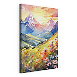 Canvas Schilderijen Bergweide onder heldere hemel