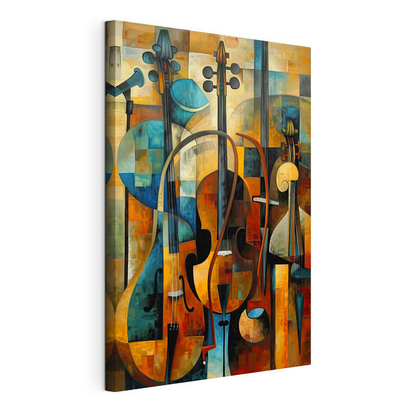 Abstracte symfonie van snaarinstrumenten Canvas Schilderijen Abstracte symfonie van snaarinstrumenten