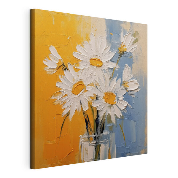 Canvas Schilderijen Schilderij van bloemen in een glas