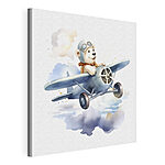 Canvas Schilderijen Cartoon van een teddybeer met een pilotenhoed op