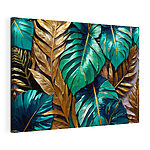 Canvas Schilderijen Tropisch bladerenpatroon met contrast