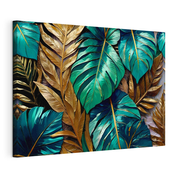 Tropisch bladerenpatroon met contrast Canvas Schilderijen Tropisch bladerenpatroon met contrast