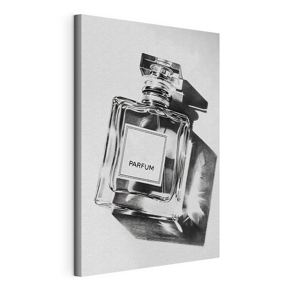 Zwart-wit foto van een flesje parfum Canvas Schilderijen Zwart-wit foto van een flesje parfum