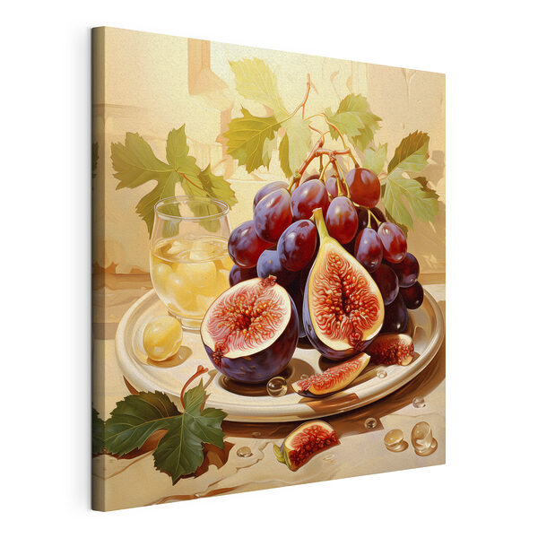 Bord met vijgen en druiven Canvas Schilderijen Bord met vijgen en druiven